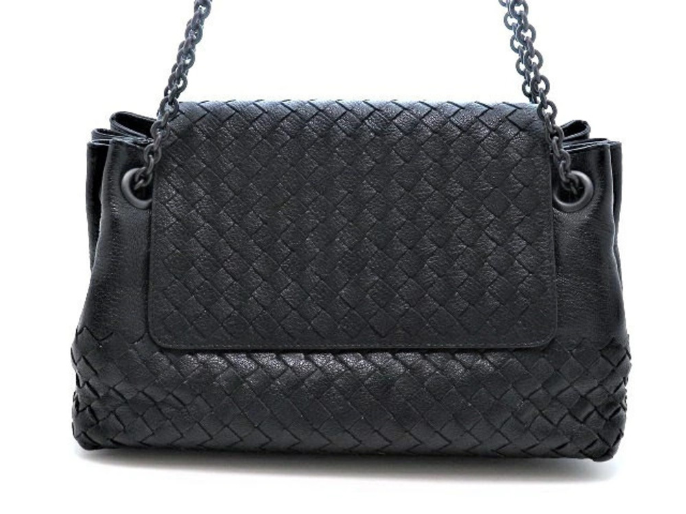 BOTTEGA VENETA Madras Chain Shoulder Bag Black